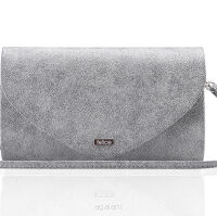 Elegancka kopertówka brokatowa, FELICE wzór F15, srebrna