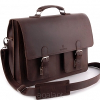Teczka skórzana BarellyBags- Dark Brown-M Kasztanowy Brąz