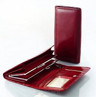 Elegancki portfel damski z biglem, skórzany PD-062 S
