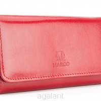Elegancki portfel damski z biglem, skórzany PD-062 S Czerwony