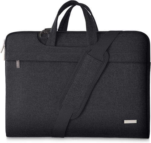 Wodoodporny pokrowiec na laptop z rączkami i paskiem - torba na laptopa 15,6 cali,  Czarny VOO00002_BK_15
