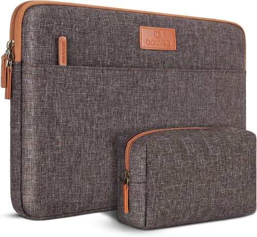 Wodoodporny pokrowiec na laptop marki DOMISO - torba na laptopa z saszetką 13,3/14/15/17 cali, LP10S brązowy