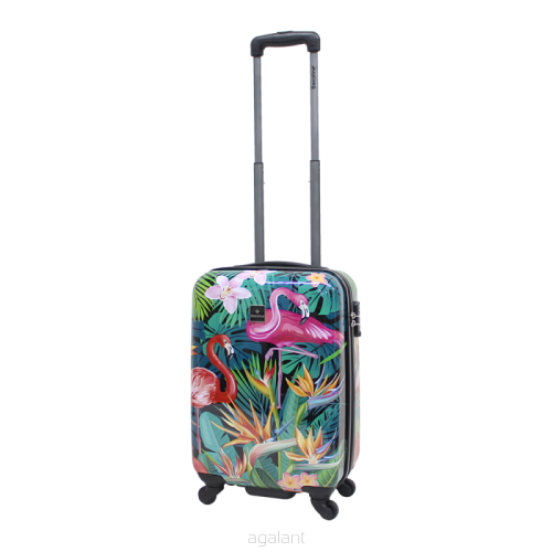 WALIZKA podróżna na 4 kółkach, MAŁA kabinowa,  SAXOLINE Exotic Flamingo