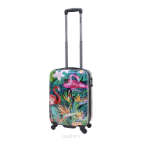 WALIZKA podróżna na 4 kółkach, MAŁA kabinowa,  SAXOLINE Exotic Flamingo