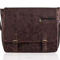 Skórzana listonoszka, torba na ramię SOLIER SL12 GLASGOW, vintage brąz