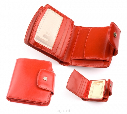 Portfel damski skórzany firmy Stefania PD-005 czerwony
