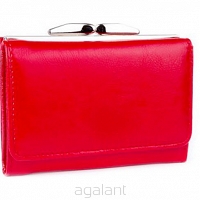 Elegancki portfel damski z biglem, skórzany PD-006B Czerwony