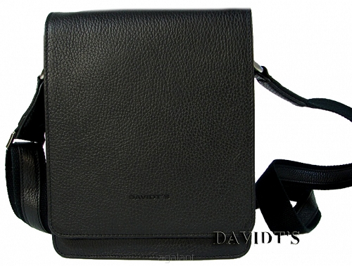 Torba skórzana-na ramię-raportówka, kolekcja Princeton Davidts 461-009 Czarny