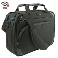 Wodoodporna torba na laptopa 15,6", teczka biznesowa z ochroną RFID  firmy KROSER czarny/niebieski
