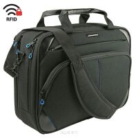 Wodoodporna torba na laptopa 15,6", teczka biznesowa z ochroną RFID  firmy KROSER czarny/niebieski