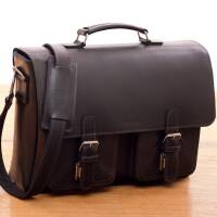 Męska teczka skórzana z miejscem na laptopa, torba Vintage BarellyBags - wzór Retro Brown, kolor/wielkość