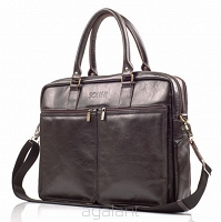 Biznesowa, skórzana torba na laptop 17", SL-01 Solier, Brązowy