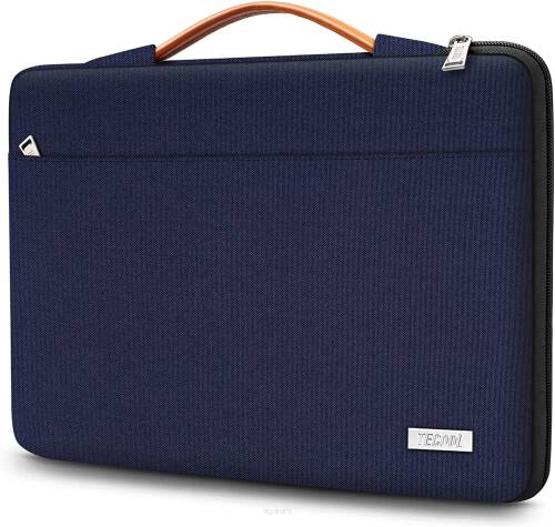 Wodoodporny elegancki pokrowiec na laptop marki - Granatowa torba na laptopa z rączką 15,6 cala