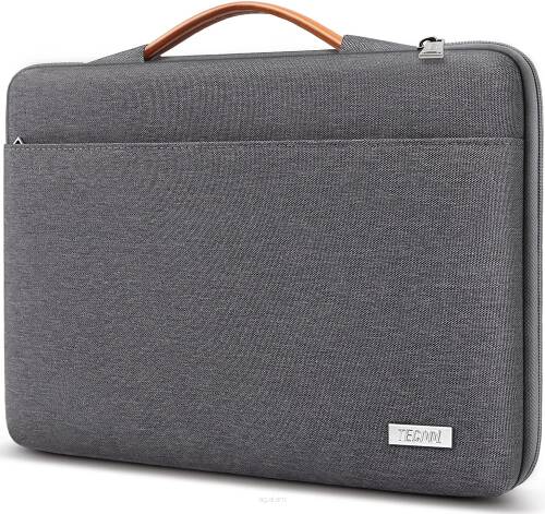 Wodoodporny elegancki pokrowiec na laptop marki TECOOL - Ciemny szary, torba na laptopa z rączką 15,6 cala
