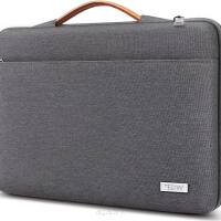 Wodoodporny elegancki pokrowiec na laptop marki TECOOL - Ciemny szary, torba na laptopa z rączką 15,6 cala