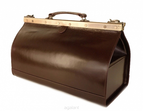 Skórzana torba lekarska w stylu Old School, Vintage, model 1235-45 Brązowy