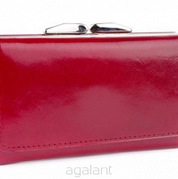 Elegancki portfel damski z biglem, skórzany PD-003 S Bordowy