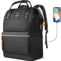 Miejski plecak na laptopa 15,6 z portem USB, wodoodporny, do szkoły, na uczelnię, torba Himawari SCP17 Czarny