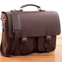 Męska teczka skórzana z miejscem na laptopa, torba Vintage BarellyBags - wzór Retro Brown, kolor Kasztanowy brąz-M