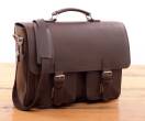 Męska teczka skórzana z miejscem na laptopa, torba Vintage BarellyBags - wzór Retro Brown, kolor Kasztanowy brąz-M