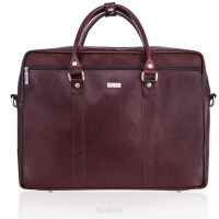 Skórzana torba biznesowa SOLIER, na laptopa, SL03 KILBRIDGE, bordowa