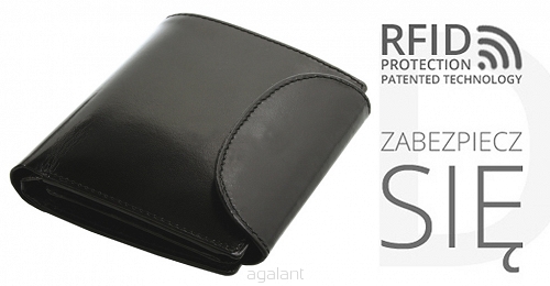 Portfel damski skórzany z zabezpieczeniem skanowania kart  RFID PROTECTION PD-357 Czarny