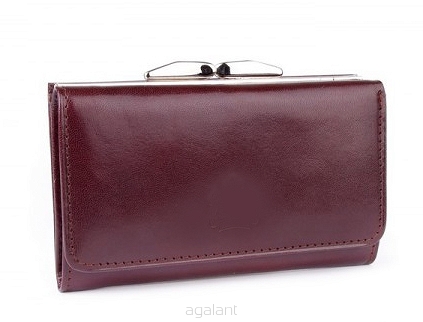 Elegancki portfel damski z biglem, skórzany PD-003 S Brązowy