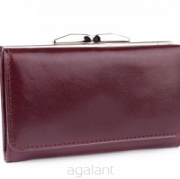 Elegancki portfel damski z biglem, skórzany PD-003 S Brązowy