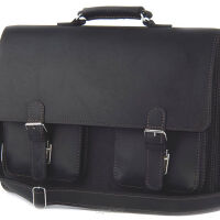 Teczka skórzana BarellyBags- Dark Brown - XXL Czarny Mat