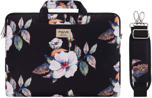 Wodoodporna torba na laptop marki MOSISO- pokrowiec na laptopa w kwiaty Hibicus