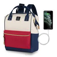 Miejski plecak na laptopa 15,6 z portem USB, wodoodporny, do szkoły, na uczelnię, torba Himawari SCP17 czerwony-beżowy