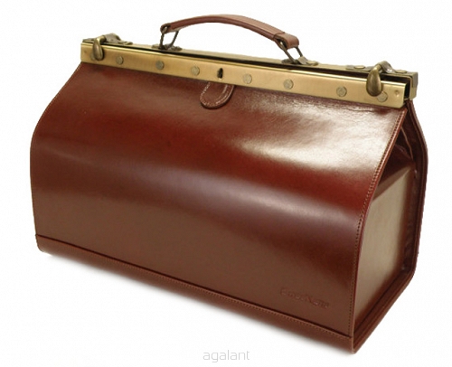 Skórzana torba lekarska w stylu Old School, Vintage, model 1235 Koniak