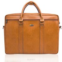 Skórzana torba biznesowa SOLIER, na laptopa, SL03 KILBRIDGE, koniak