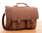 Męska teczka skórzana z miejscem na laptopa, torba Vintage BarellyBags - wzór Retro Brown, kolor Ciemny Camel-M