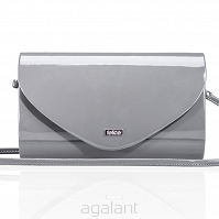 Elegancka kopertówka FELICE, błyszcząca, wzór F15, szara