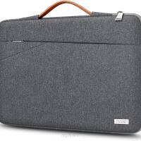 Wodoodporny elegancki pokrowiec na laptop marki TECOOL - Szary, torba na laptopa z rączką 15,6 cala-802-15BK