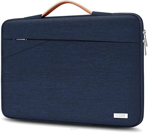 Wodoodporny elegancki pokrowiec na laptop marki TECOOL - Granatowa torba na laptopa z rączką 15,6 cala-802-15BK