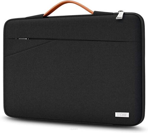 Wodoodporny elegancki pokrowiec na laptop marki TECOOL - Czarna torba na laptopa z rączką 15,6 cala-802-15BK