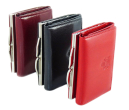 Elegancki portfel damski z biglem, skórzany PD-067 S Bordo