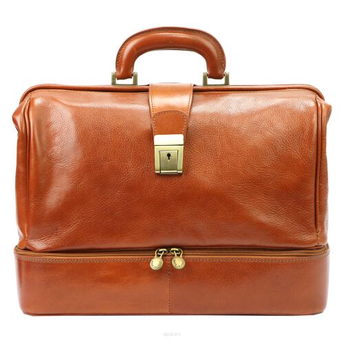 Torba skórzana lekarska marki Florence w stylu Vintage MD-02, kolor Camel