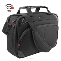Wodoodporna torba na laptopa 15,6" teczka biznesowa z ochroną RFID  firmy KROSER czarny-czerwony