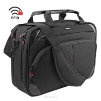 Wodoodporna torba na laptopa 15,6" teczka biznesowa z ochroną RFID  firmy KROSER czarny-czerwony