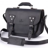 Torba skórzana BarellyBags Vintage Casablanca, torebka listonoszka, Czarna