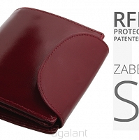 Portfel damski skórzany z zabezpieczeniem skanowania kart  RFID PROTECTION PD-357 Wiśniowy