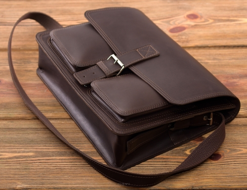 Torba skórzana Mexico Slim BarellyBags, Kasztanowy brąz