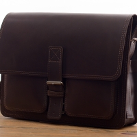 Torba skórzana Mexico Slim BarellyBags, Kasztanowy brąz