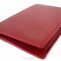 Etui skórzane na dokumenty, wizytówki, karty, Marco, A-01 Czerwony