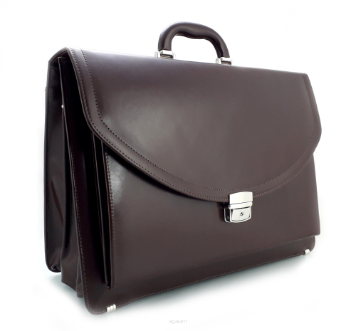 Skórzana teczka biznesowa z organizerem, aktówka z miejscem na laptop, 16 cali wzór Stefania ST-580DW  Brown