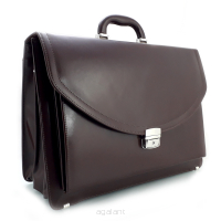 Skórzana teczka biznesowa z organizerem, aktówka z miejscem na laptop, 16 cali wzór Stefania ST-580DW  Brown
