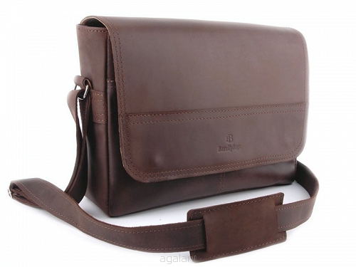 Torba skórzana BarellyBags-Texas Brown- L Ciemny brąz